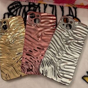 Elegant Metallic Phone Case Trio - Gold, Pink, Silver